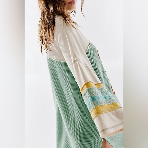 NWOT FREE PEOPLE We The Free Gameplan Tee - Green Combo - Picture 4 of 5